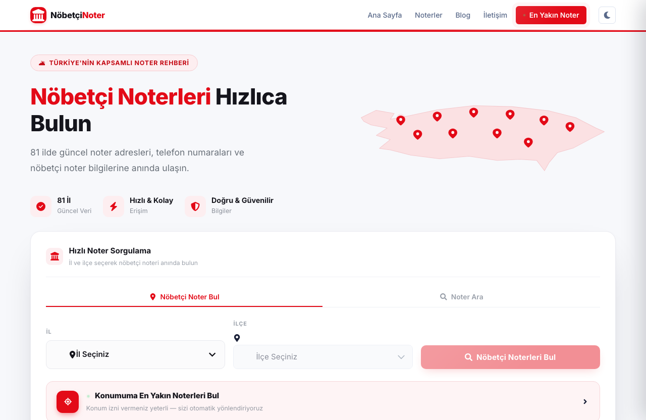 En Yakın Noter web sitesi