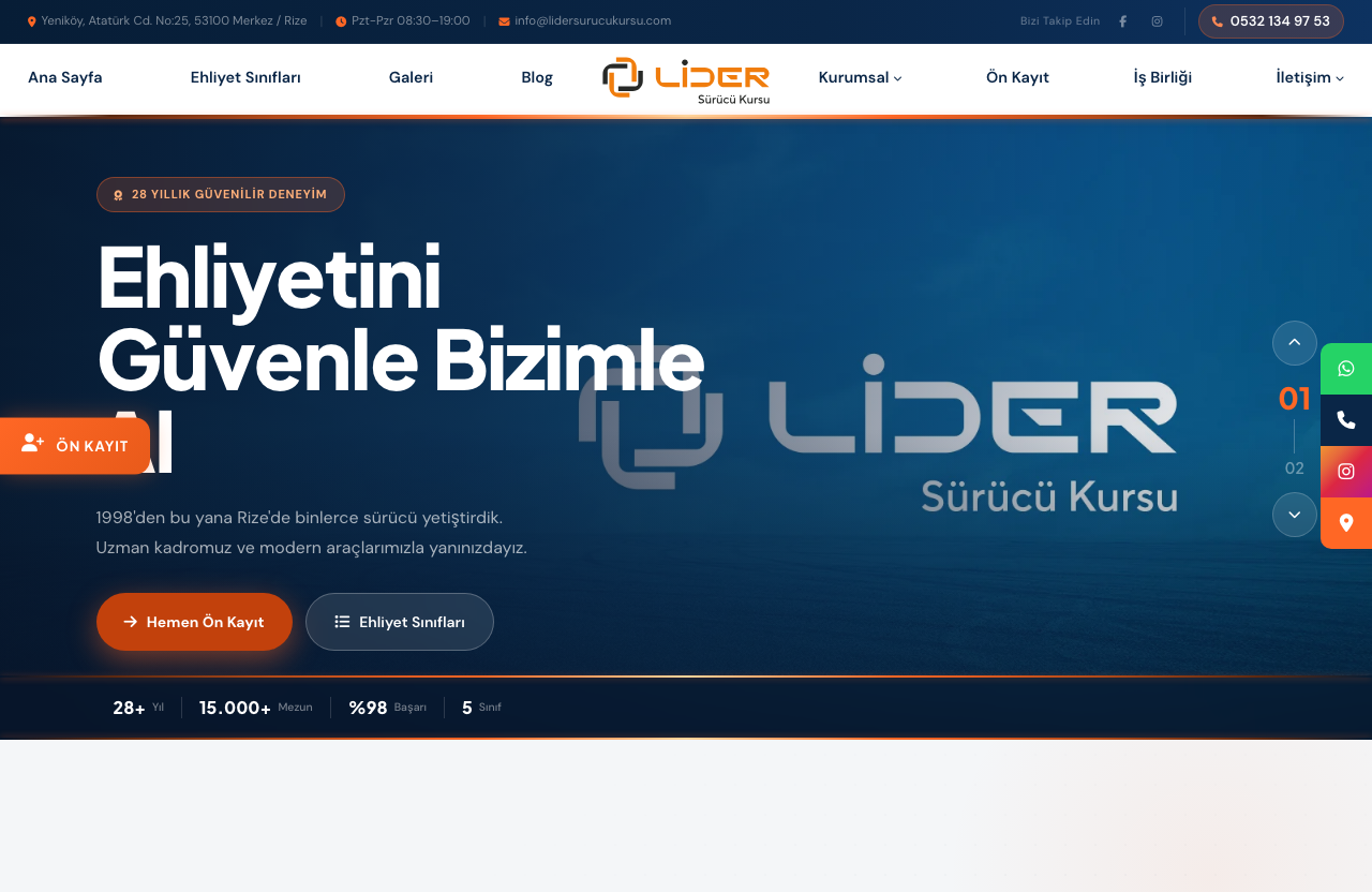 Lider Sürücü Kursu web sitesi