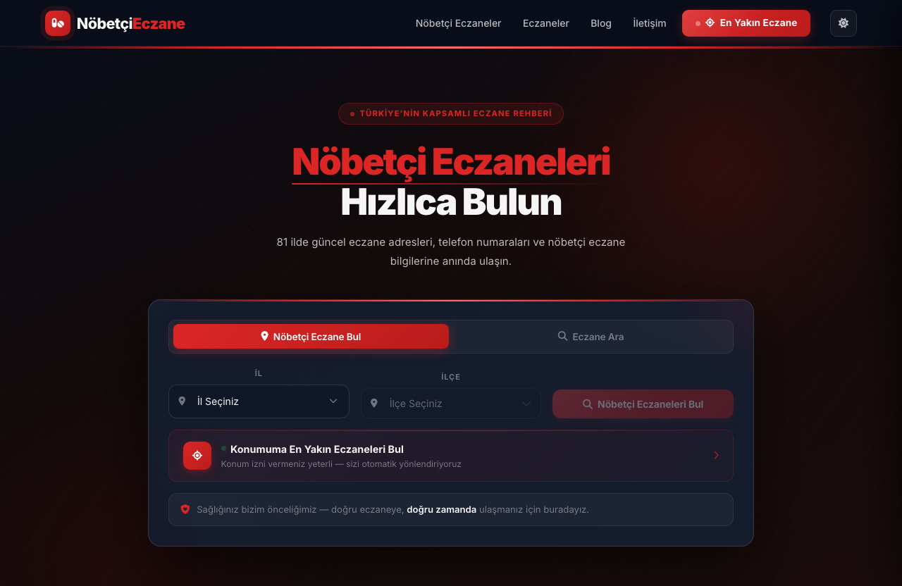 Nöbetçi Eczane web sitesi