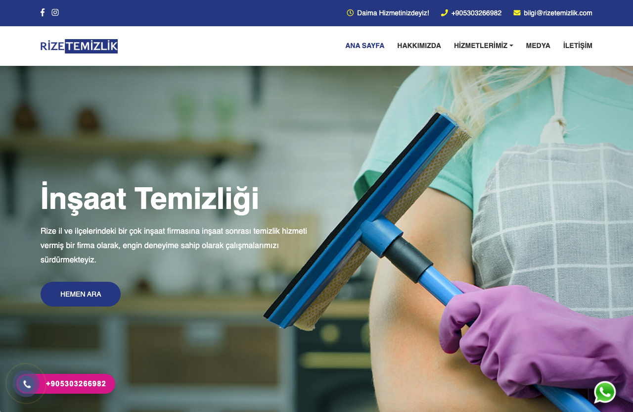 Rize Temizlik web sitesi